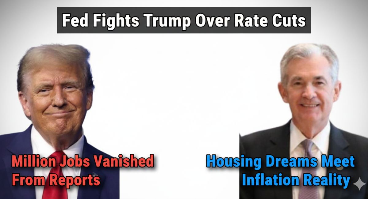 Trump and Powell economic policy showdown over Federal Reserve rate cuts, jobs data, and housing market inflation
