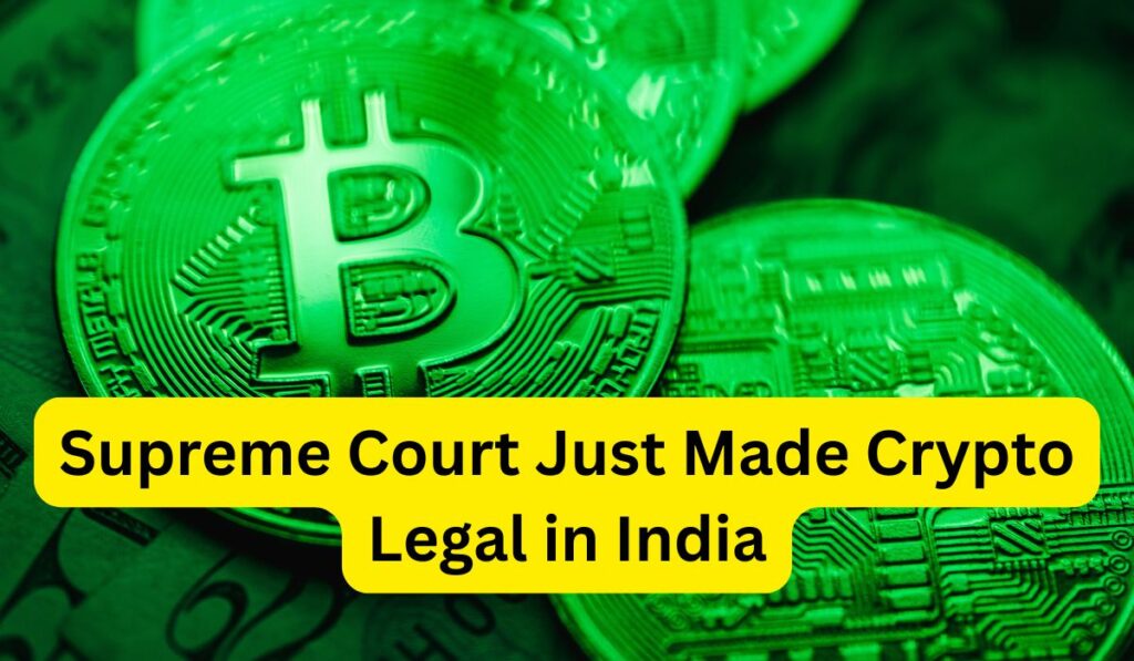 Bitcoin coins with legal announcement background